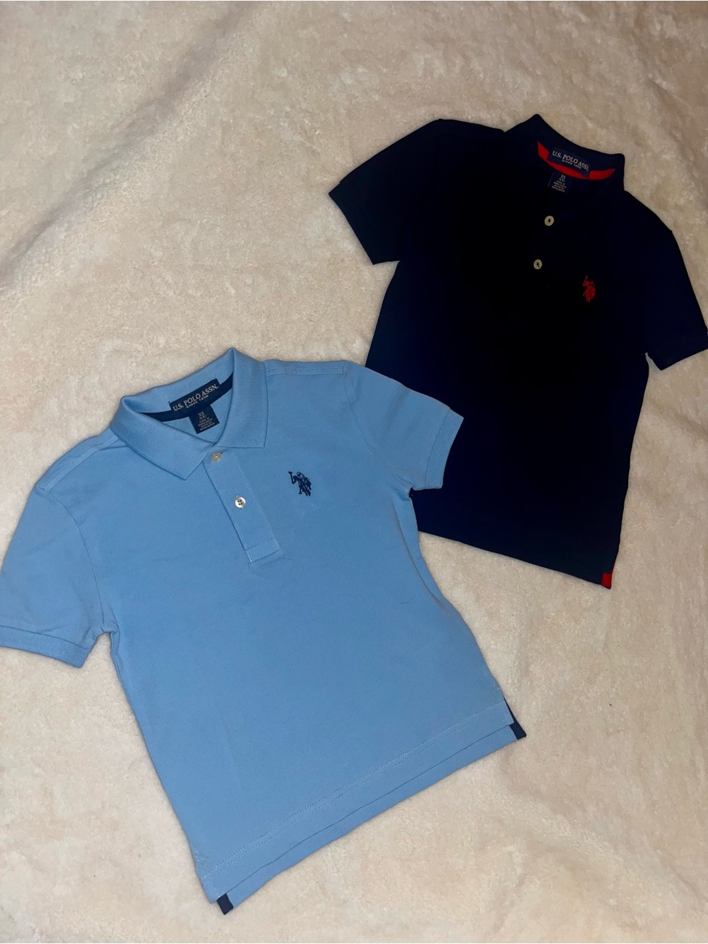 U.S. Polo Assn. Kids Polo Shirts in Light Blue & Navy (size XS)